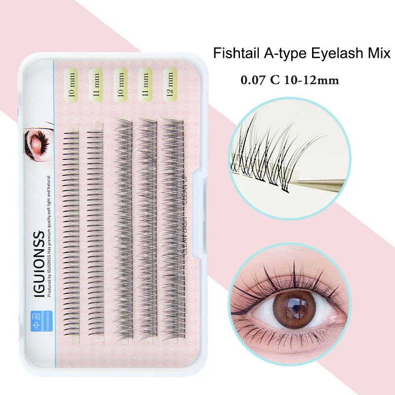 

Individual Lashes A-Shaped Fishtail Type Mixed Eyelashes 10/11/12mm Dovetail Eyelash Easy Grafting Makeup Extension Tools