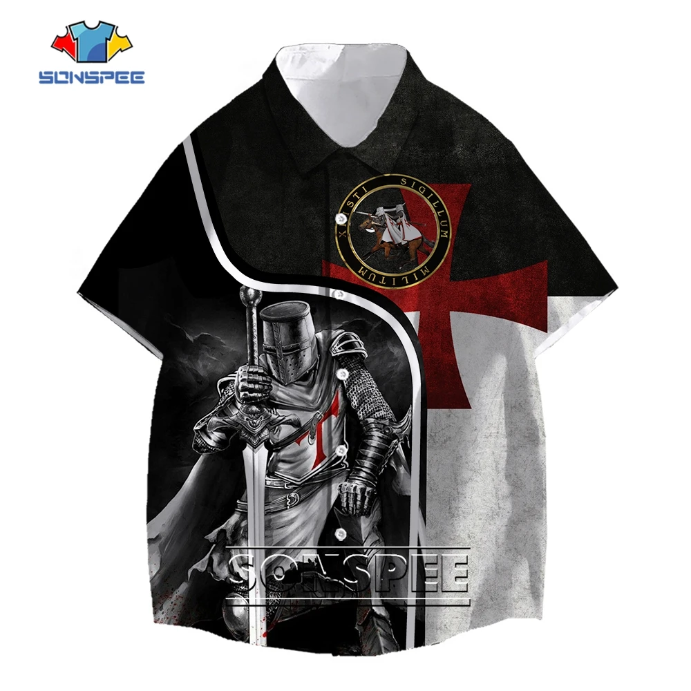 

SONSPEE Retro Style Of European Medieval Knight 3D Print Shirt Amazing Designs Men Women's Oversize Jerseys Short Sleeve Blouse