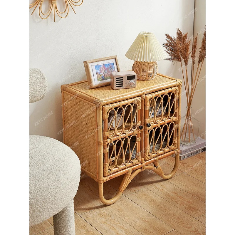 

Маленький Шкаф из ротанга, простой прикроватный столик в японском стиле, боковой шкаф в стиле B & B, мини-шкафчик для хранения, украшение для гостиной