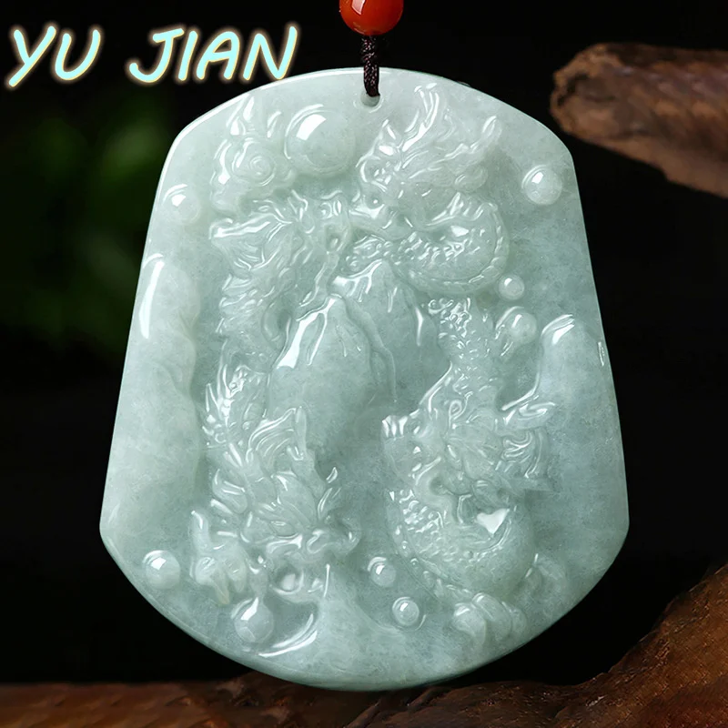 

Emerald Kowloon Guanyin Amulet Pendant Natural Real Jade Jewelry Hand Carved Women Men Fashion Necklace Accessories