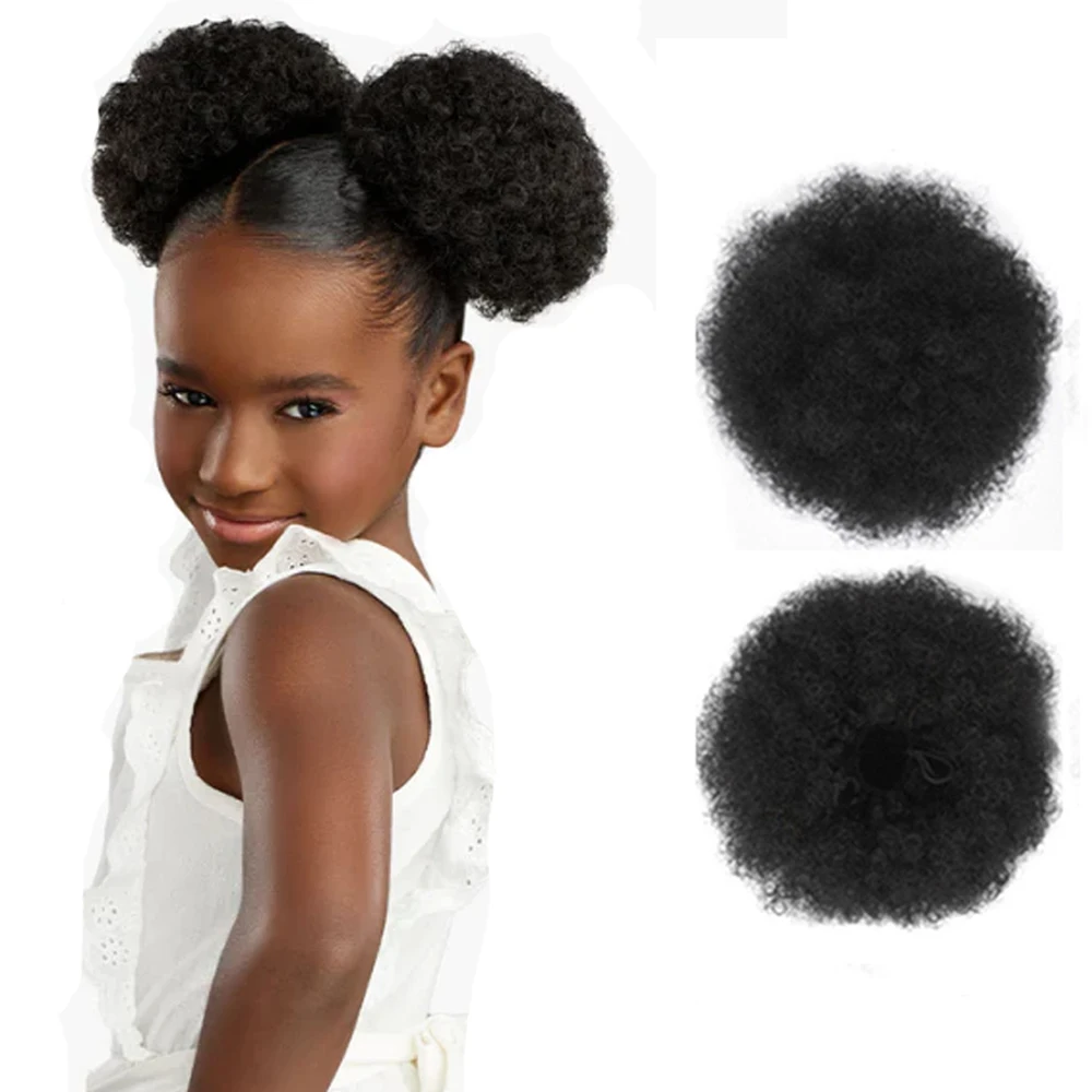

Synthetic Afro Puff Drawstring Ponytail Hair Bun 6inch Short Afro Kinky Curly Extension Hairpieces for Girls Black Women