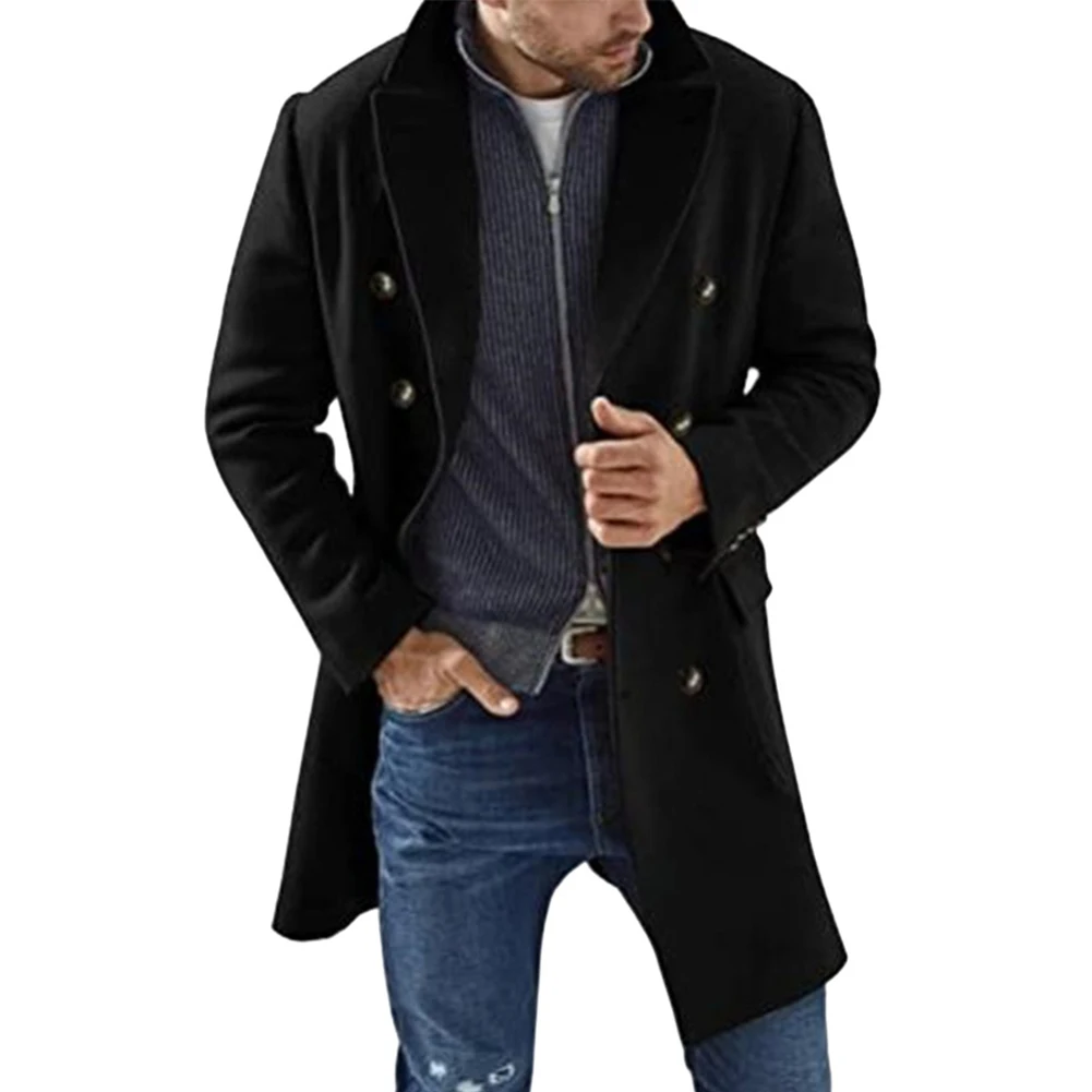 Fashion Men's Winter Trench Coats Overcoat Solid Color Double-Breasted Long Jackets Lapel Neck Outwear Wind Coat
Fashion Men's Winter Trench Coats Overcoat Solid Color Double-Breasted Long Jackets Lapel Neck Outwear Wind Coat