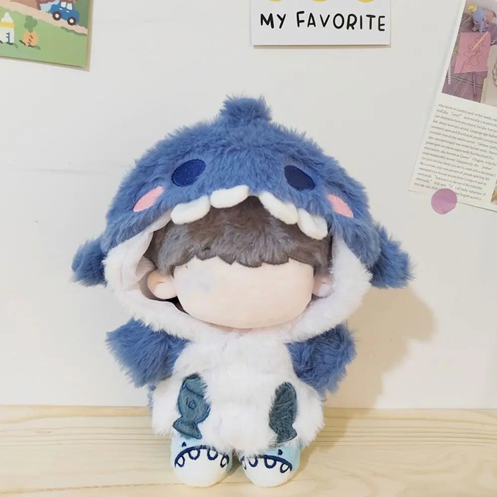 

20cm Doll Clothes Doll Accessories Replacement Outfit Miniature Plush Hoodies Playing House Pink Blue Cartoon Shark Coat