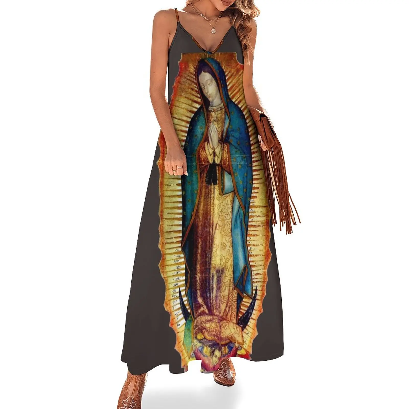 Our Lady of Guadalupe Tilma Replica Sleeveless Dress clothes for woman chic and elegant woman dress
Our Lady of Guadalupe Tilma Replica Sleeveless Dress clothes for woman chic and elegant woman dress