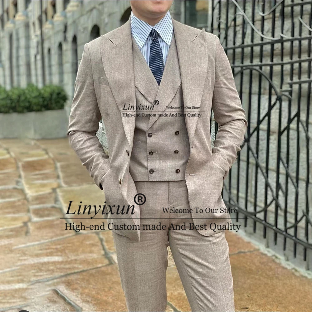 Повседневный мужской костюм цвета хаки, официальный деловой Блейзер, облегающий свадебный смокинг для жениха, банкетный комплект из 3 предметов, жилет и брюки, мужской костюм
Повседневный мужской костюм цвета хаки, официальный деловой Блейзер, облегающий свадебный смокинг для жениха, банкетный комплект из 3 предметов, жилет и брюки, мужской костюм