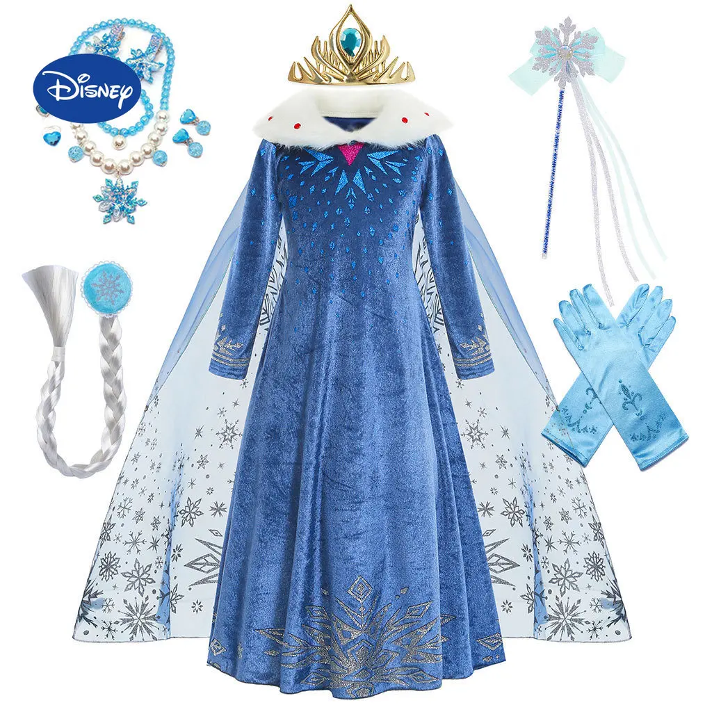 

Disney Princess Dress 2023 New Frozen Wonderland Aisha Skirt Dress Girls Crown Gloves White Mesh Dress Children's Birthday Gift