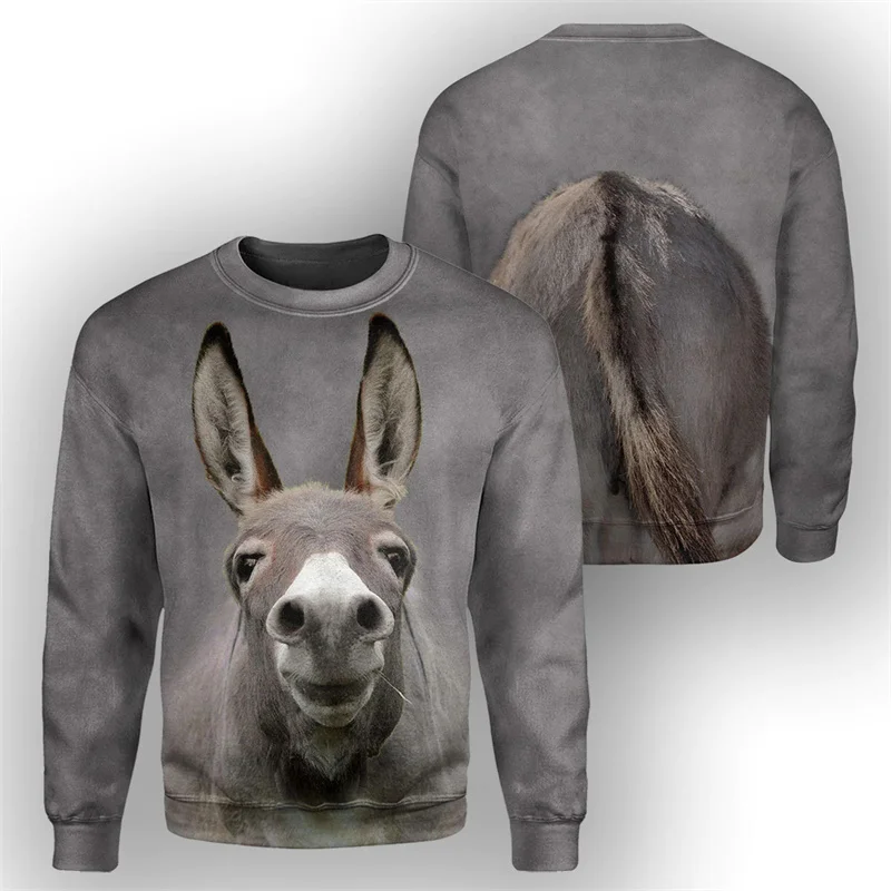 

New Autumn 3D Cute Animals Donkey Dog Elephant Deer Printing Sweatshirts For Men Kid Fashion Funny Pullovers Harajuku Clothing