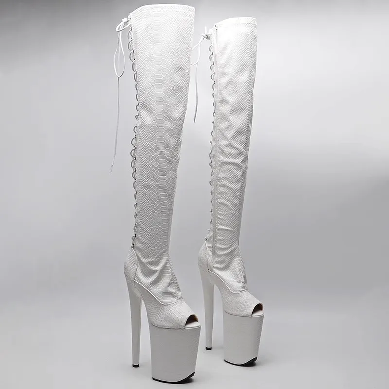 

Женские ботфорты с открытым носком, на высоком каблуке 23 см/9 дюймов