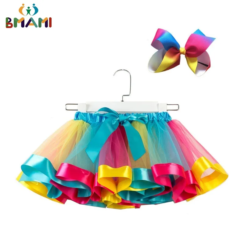 

2023 New Baby Girl Clothing Girls Tutu Skirt Baby Girl Skirts Princess Mini Pettiskirt Party Dance Rainbow Tulle Skirt 12M-8T