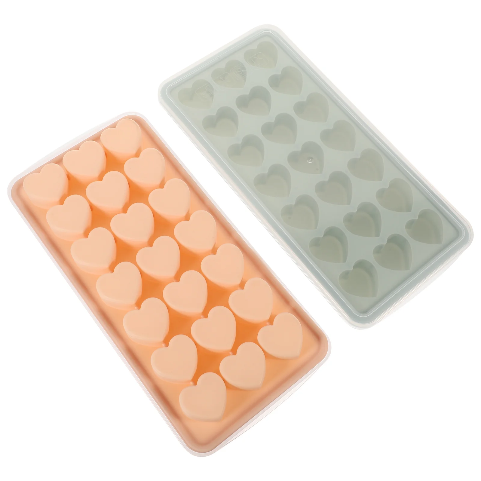

2 Pcs Bath Tray Silicone Heart Shaped Ice Cube Trays for Freezer with Lid Lids Pudding Molds Convenient