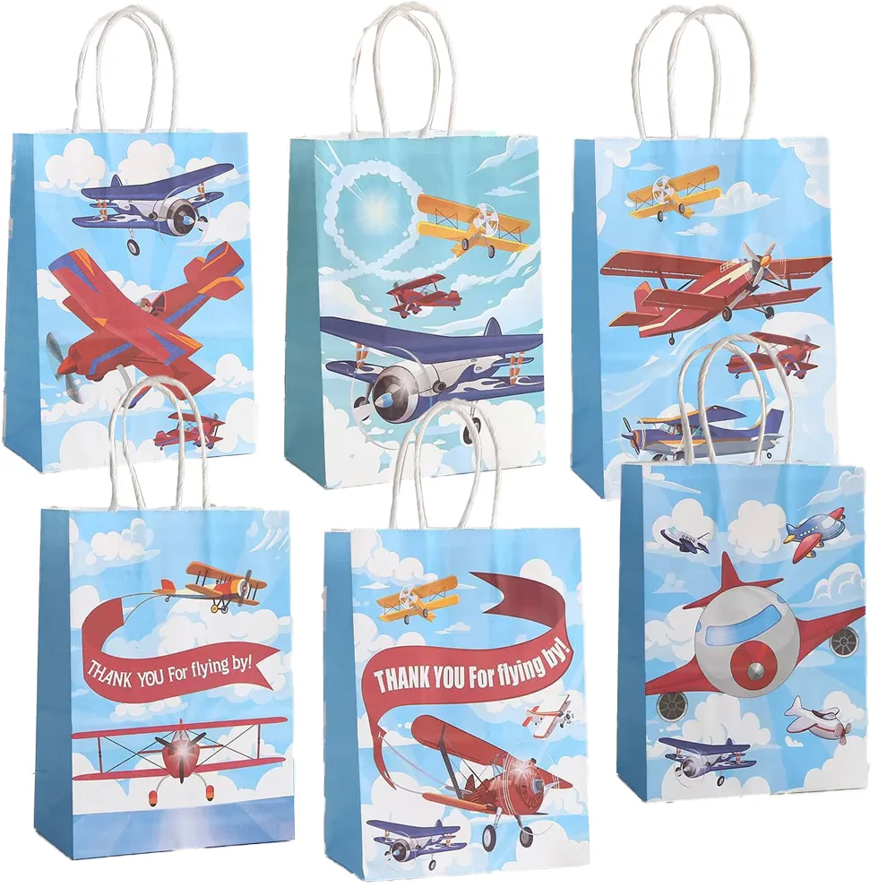 

24 Pcs Airplane Paper Goodie Bags Airplane Birthday Party Favors Bags Gift Bags Kids Treat Bags Candy Airplane Themed Decor