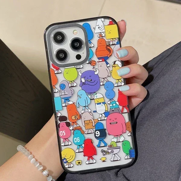 

2.0 Version Acrylic Upgrade Border Cartoon Monster Phone Case Cover for IPhone 11 12 13 14 15 Pro Max Case for IPhone 14 Pro