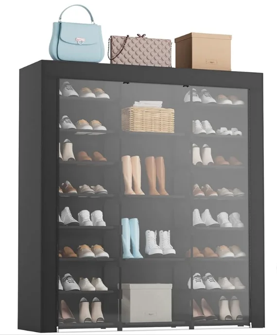 

Large Tall Shoe Rack With Covers Shoes Closet 9-Tier 40-46 Pairs Sneaker Organizer Cabinet Closed Shoe Shelves Shoe Stand Holder