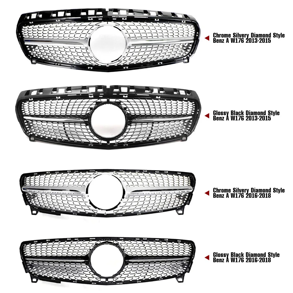 

Diamond GT Front Inlet Grille Bumper Grill Hood Mesh Facelift Tuning For Mercedes W176 Benz A A200 A180 A260 A45 2013-2018 Refit