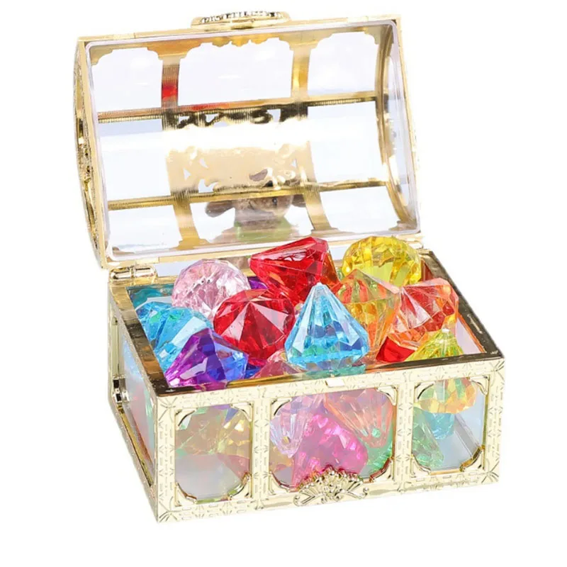

Pirate Treasure Chest Gemstones Diamond Swimming Diving Toys For Kids Birthday Party Favors Novelty Gift Kinder Spielzeuge