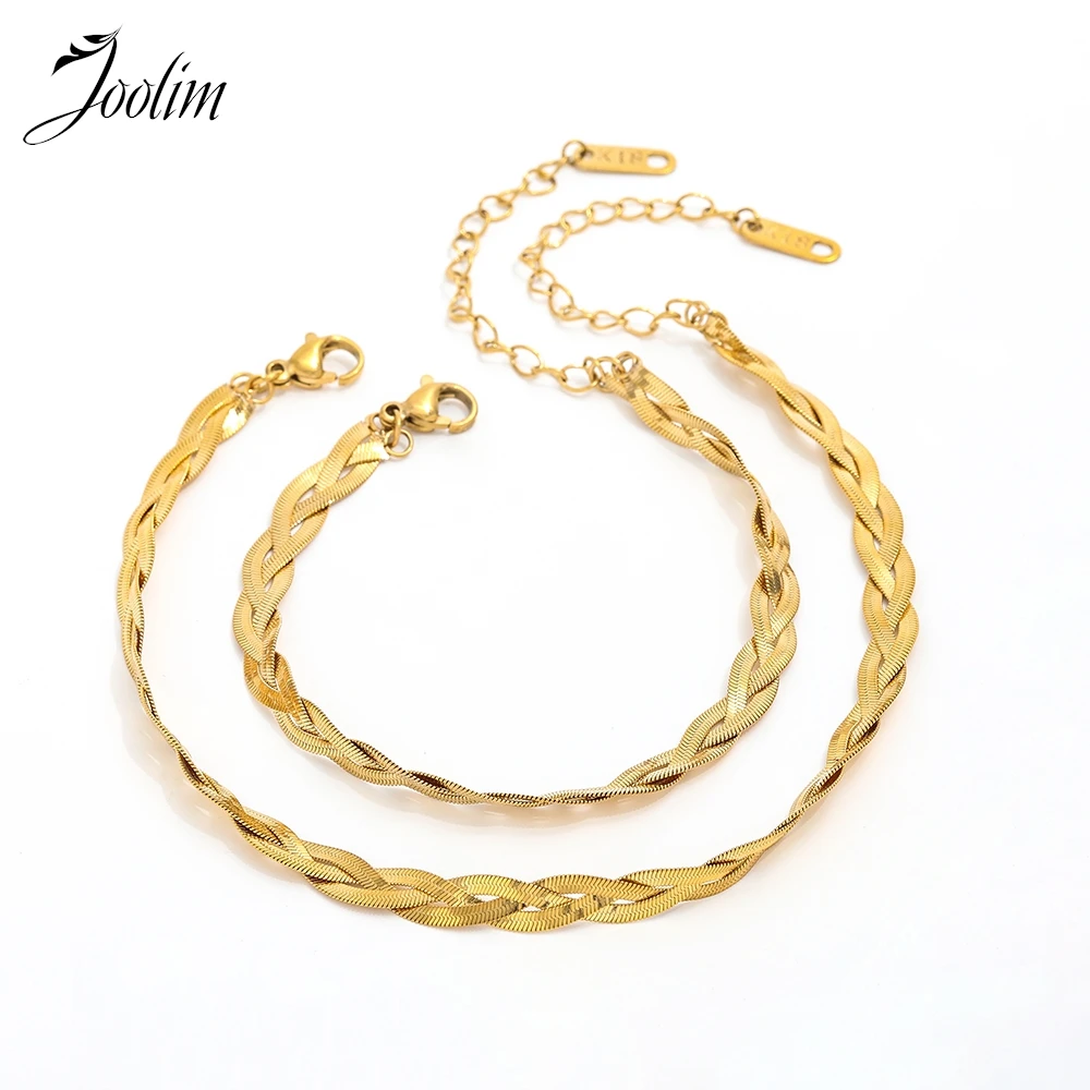 Joolim Jewelry Wholesale High End PVD Waterproof Fashion Vintage Flat Snake Chain Woven Stainless Steel Bracelet for Women
Joolim Jewelry Wholesale High End PVD Waterproof Fashion Vintage Flat Snake Chain Woven Stainless Steel Bracelet for Women