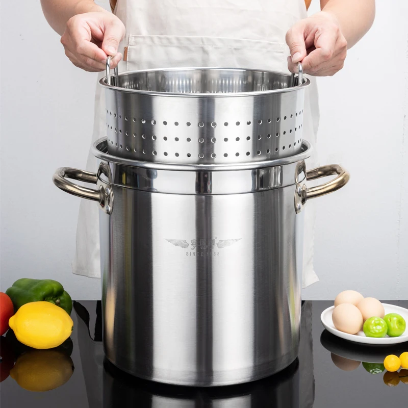 

Stainless Steel Thickening Spiced Gravy Bucket Drain Bucket Wash Crayfish Multifunctional Commercial Use Kitchen Craft