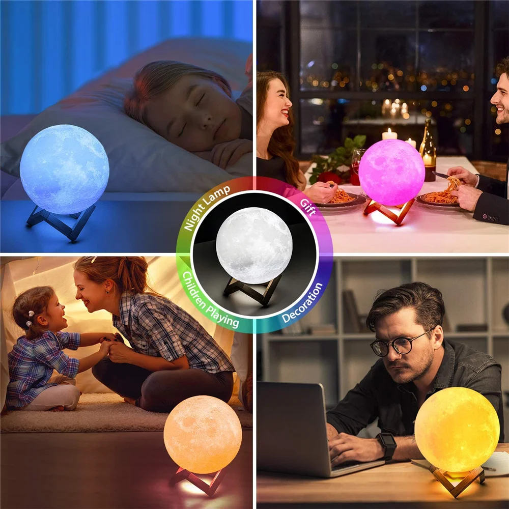 3D Moon Night Light Atmosphere Bedside Table Lamp with Remote Touch Dimming Led Lights for Kids Room Gift
3D Moon Night Light Atmosphere Bedside Table Lamp with Remote Touch Dimming Led Lights for Kids Room Gift