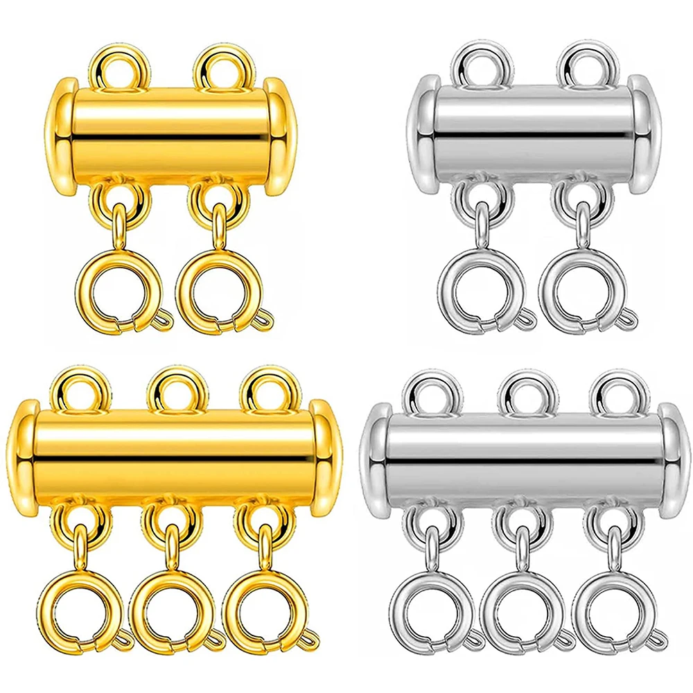 

Layered Necklace Spacer Clasp, Magnetic Slide Clasp Lock Necklace Connector Multi Strands Slide Tube Clasps