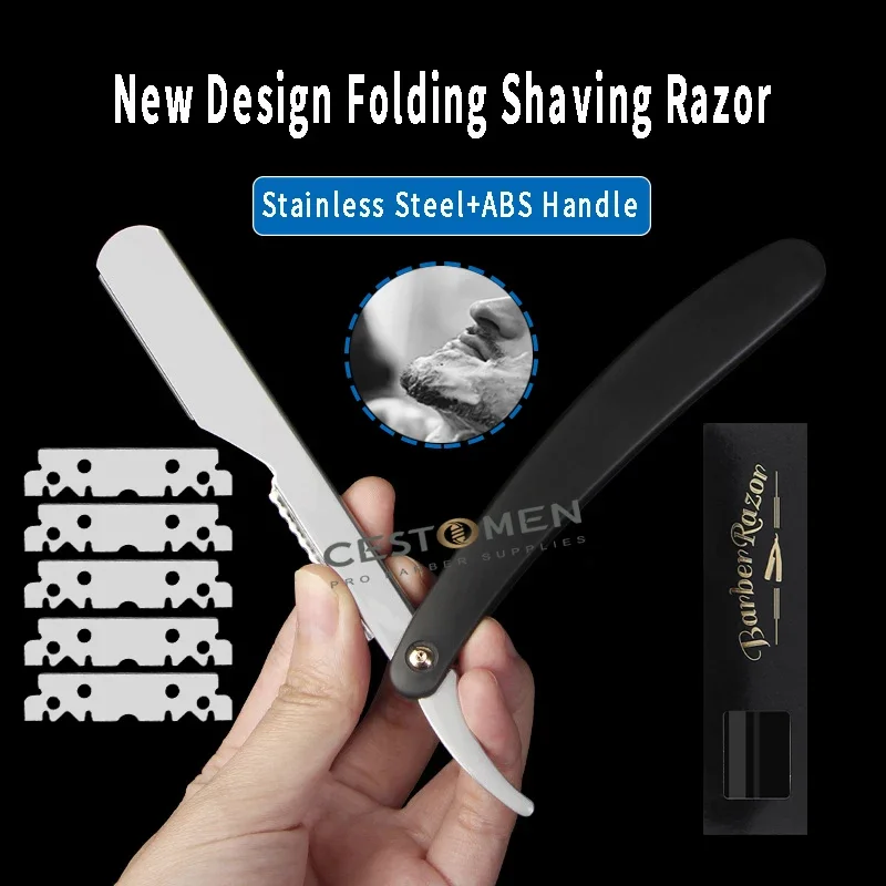 

New Barber Razor Haircut Beard Eyebrow Shaving Tools Manual Depilation Straight Edge Razors Hairdresser Trimming Blades Holder