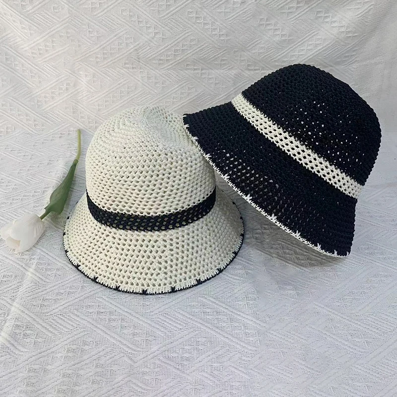 Summer Designer Bucket Women Hat Fashion Sun Hats Breathable Hollow Black White Contrasting Color Fishman Cap Outdoor Panama
Summer Designer Bucket Women Hat Fashion Sun Hats Breathable Hollow Black White Contrasting Color Fishman Cap Outdoor Panama