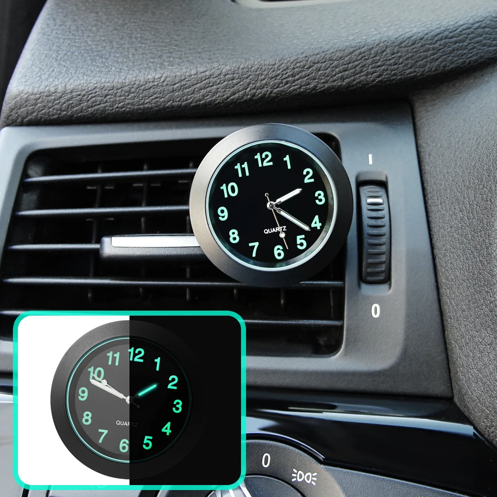 

Универсальные круглые автомобильные часы, электронные часы на клейкой основе, светящиеся украшения для приборной панели, автомобильные аксессуары