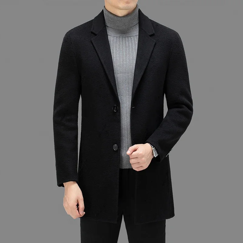 

Новое поступление 2023, мужское зимнее двухстороннее шерстяное пальто, мужские повседневные шерстяные куртки, полноразмерные