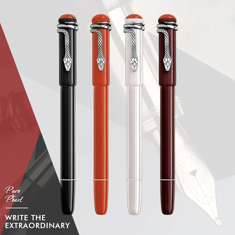 

PPS Red&Black Monte Inheritance Series Metal Silver Classic MB Fountain Rollerball Ballpoint Pen With Exquisite Snake Clip