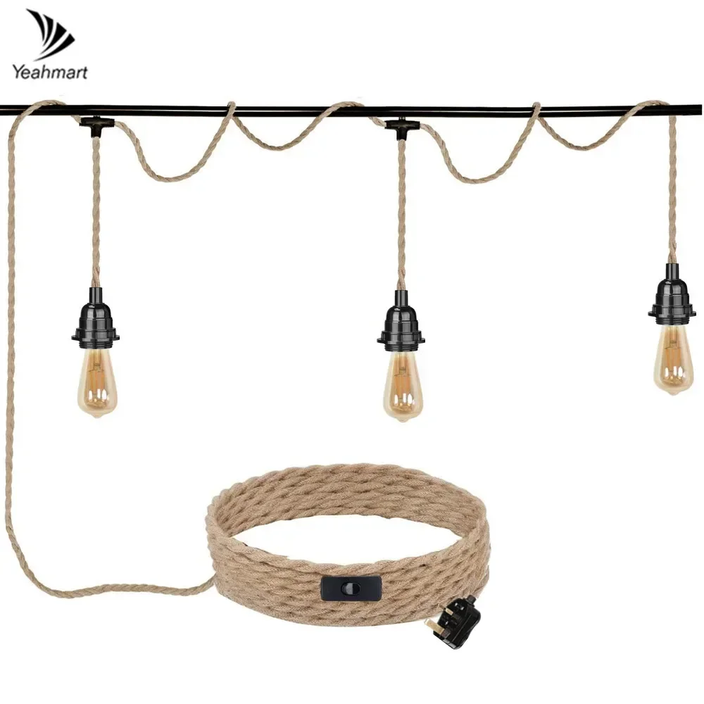 Triple Pendant Light Cord Kit with Independent Switch & Hemp Rope 6.72M Vintage Hanging Lighting Fixture for DIY Projects Decor
Triple Pendant Light Cord Kit with Independent Switch & Hemp Rope 6.72M Vintage Hanging Lighting Fixture for DIY Projects Decor