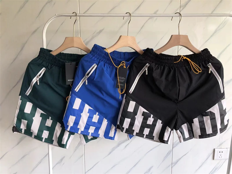 HIgh Quality Patchwork Rhude Shorts Men Women Black Green Blue Drawstring Mesh Breeches With Tags
HIgh Quality Patchwork Rhude Shorts Men Women Black Green Blue Drawstring Mesh Breeches With Tags