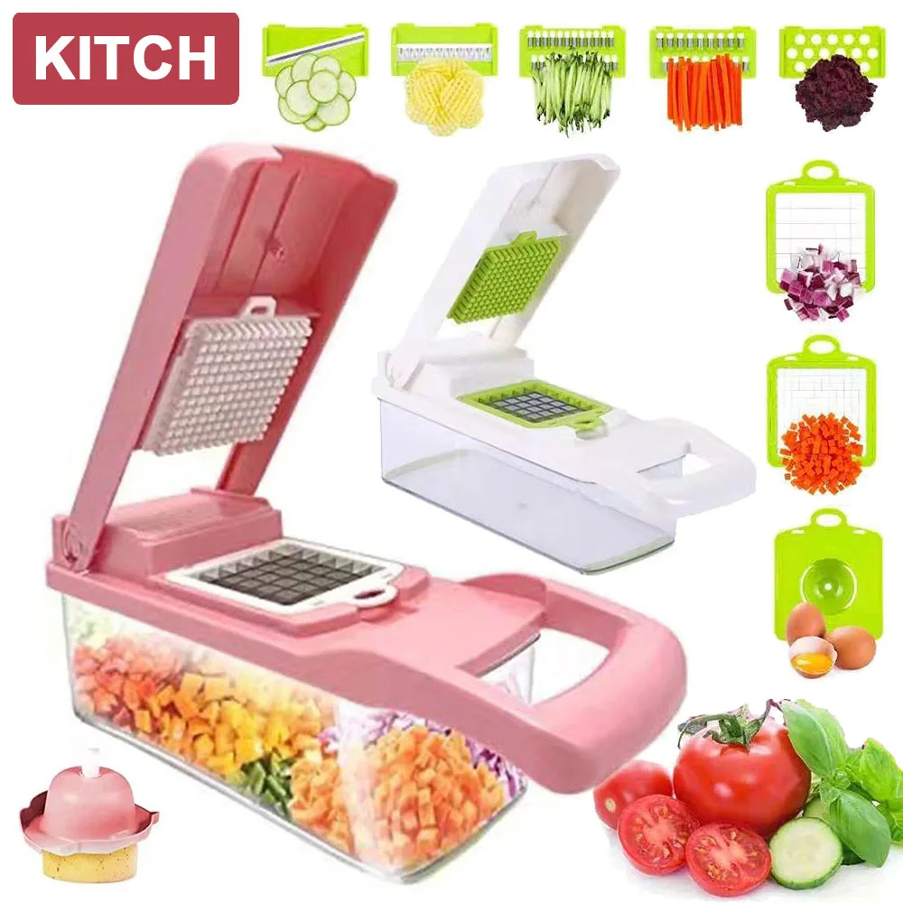 

12 In 1 Multifunctional Vegetable Cutter Slicer Shredders With Basket Fruit Potato Onion Chopper Carrot Grater Kitchen Gadgets