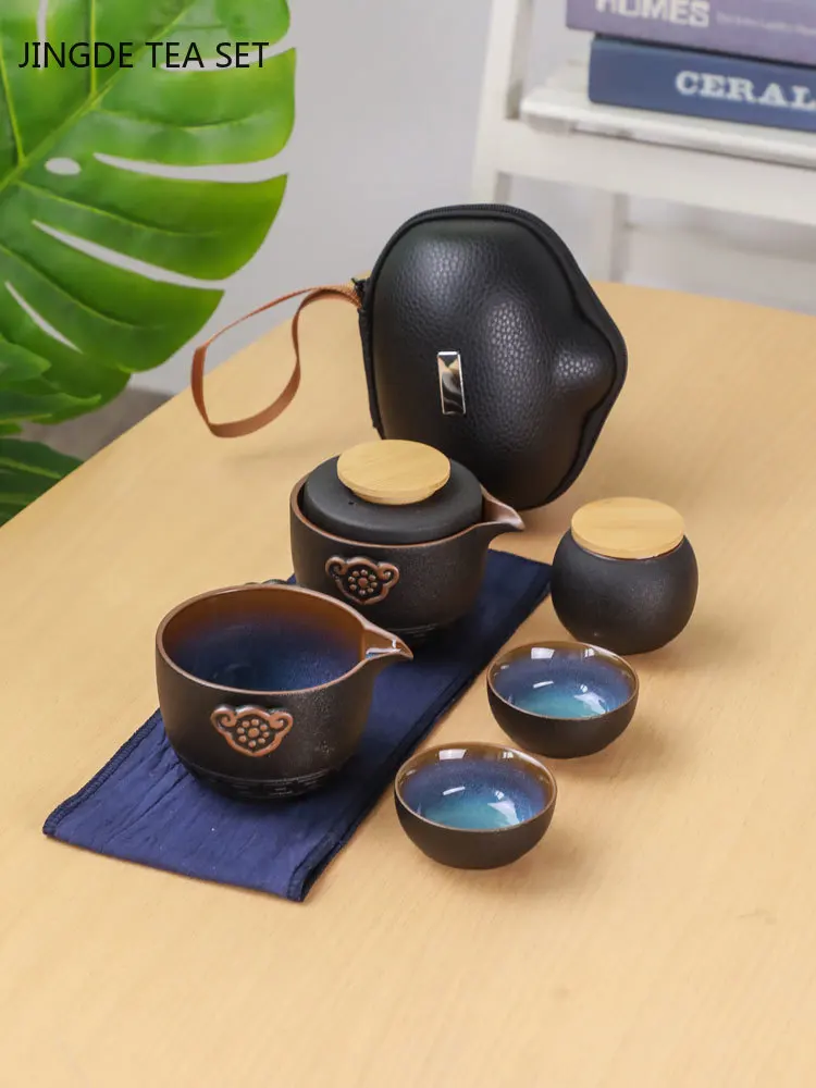 Black Ceramic Quick Cup One Pot Two/Five Cup Teapot Set Travel Portable Chinese Tea Set Customized Teaware Gifts Tea Maker
Black Ceramic Quick Cup One Pot Two/Five Cup Teapot Set Travel Portable Chinese Tea Set Customized Teaware Gifts Tea Maker