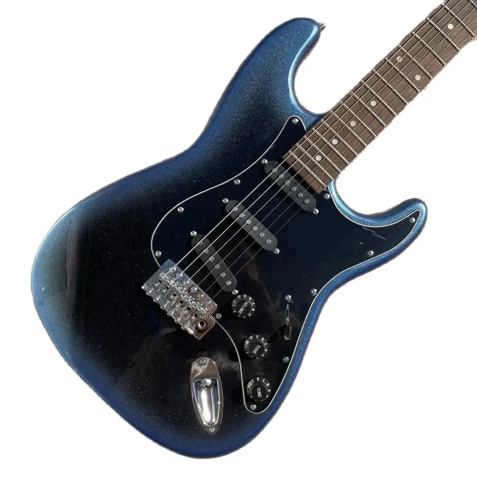 ST Electric Guitar with Rosewood Fingerboard, Blue Silver Ring Edge, Chrome Hardware, Free Shipping, Black
ST Electric Guitar with Rosewood Fingerboard, Blue Silver Ring Edge, Chrome Hardware, Free Shipping, Black