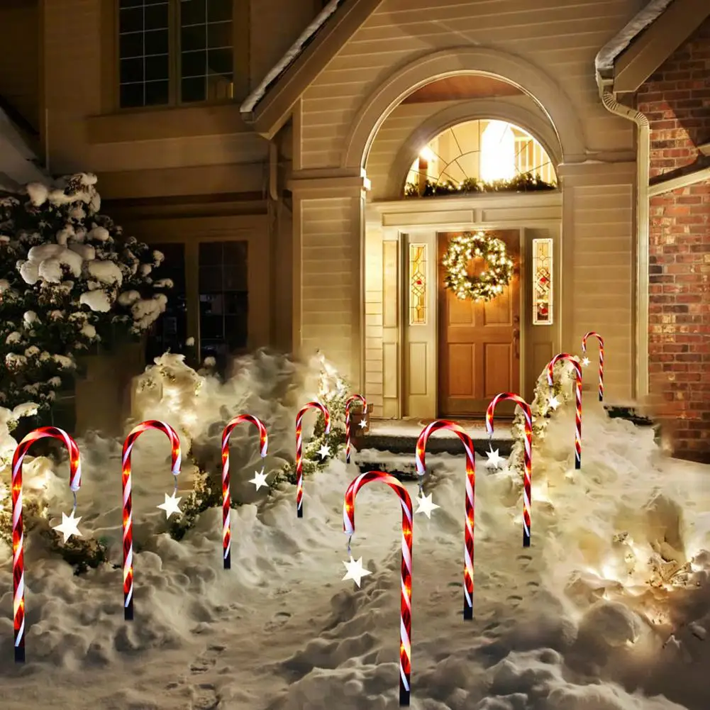 

Christmas Candy Cane LED Lights 1 Drag 8 Create Atmosphere Festive Path Light Indoor Outdoor Decorations