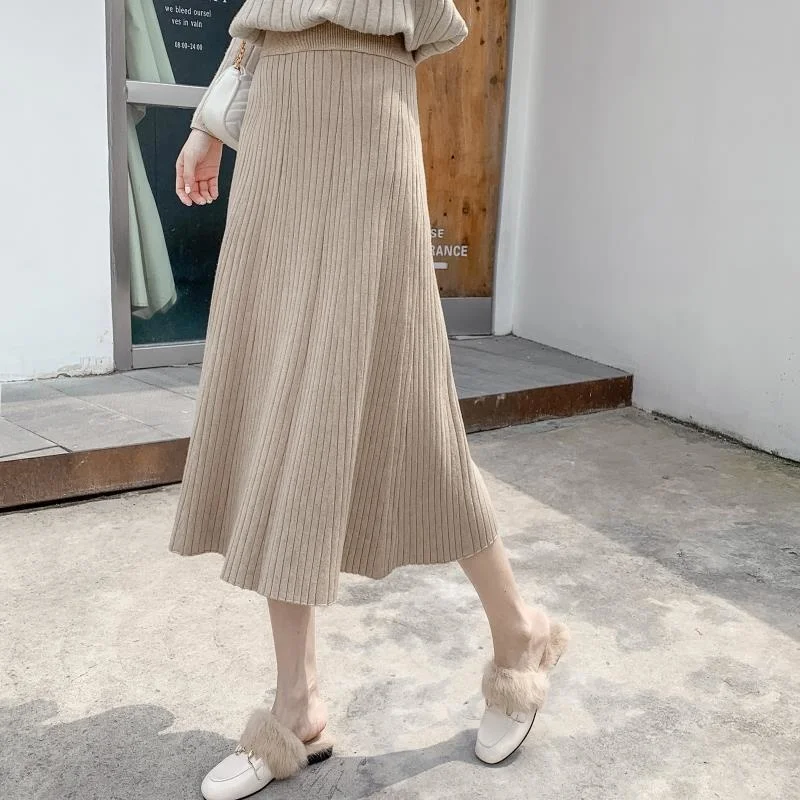 Women's Autumn Winter Knitted Skirt Woman Medium Long High Waist Slim Pleated Skirt A-line Wool Skirts For Women
Women's Autumn Winter Knitted Skirt Woman Medium Long High Waist Slim Pleated Skirt A-line Wool Skirts For Women
