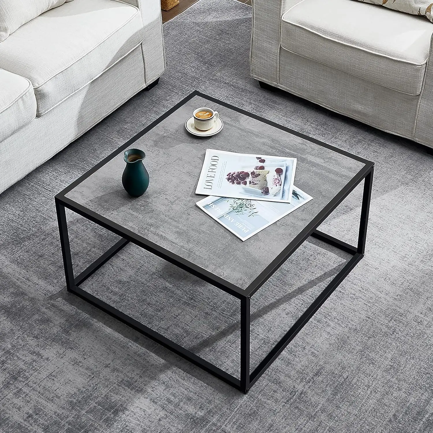 

SAYGOER Small Coffee Table Square Modern Coffee Tables for Small Spaces Low Center Table for Living Room Office Easy Assembly