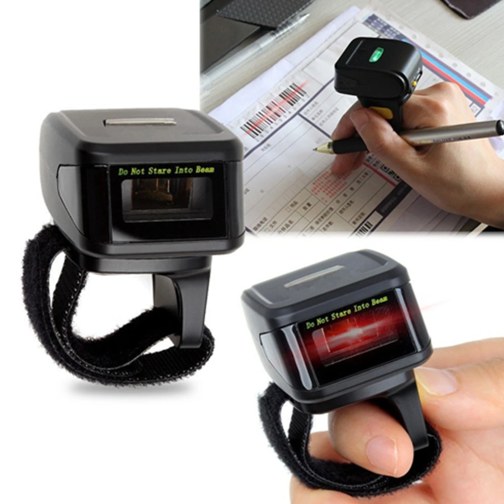 

1D 2D Barcode Scanner Wireless QR Bar Code Reader Finger Ring Inventory Counter Data Collector Bar Code Scanners PDF 417