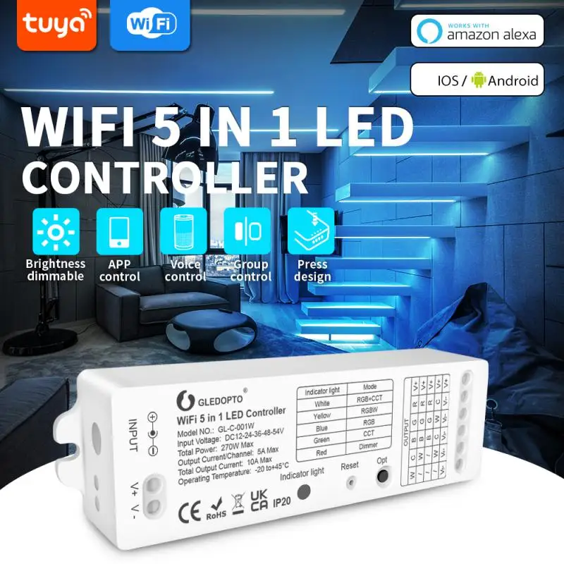 Tuya WiFi LED Controller Strip RGB RGB+CCT 5 In 1 Led Light Controllor Smart Home Work With Home And Alexa Voice Control
Tuya WiFi LED Controller Strip RGB RGB+CCT 5 In 1 Led Light Controllor Smart Home Work With Home And Alexa Voice Control