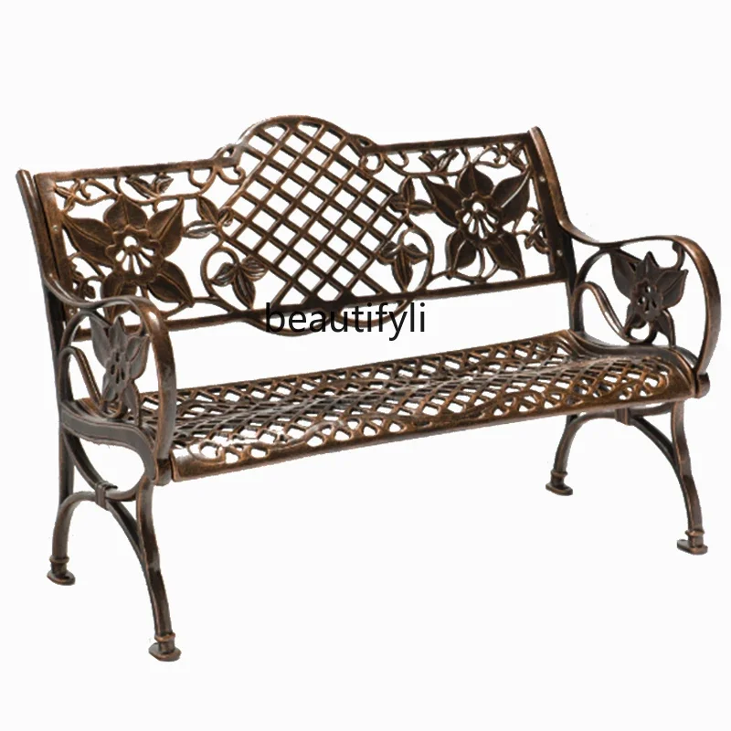 

Outdoor Park Chair Armchair Rest Bench Courtyard Garden Square Cast Aluminum Seat Three-Person Anti-Corrosion Long Chair