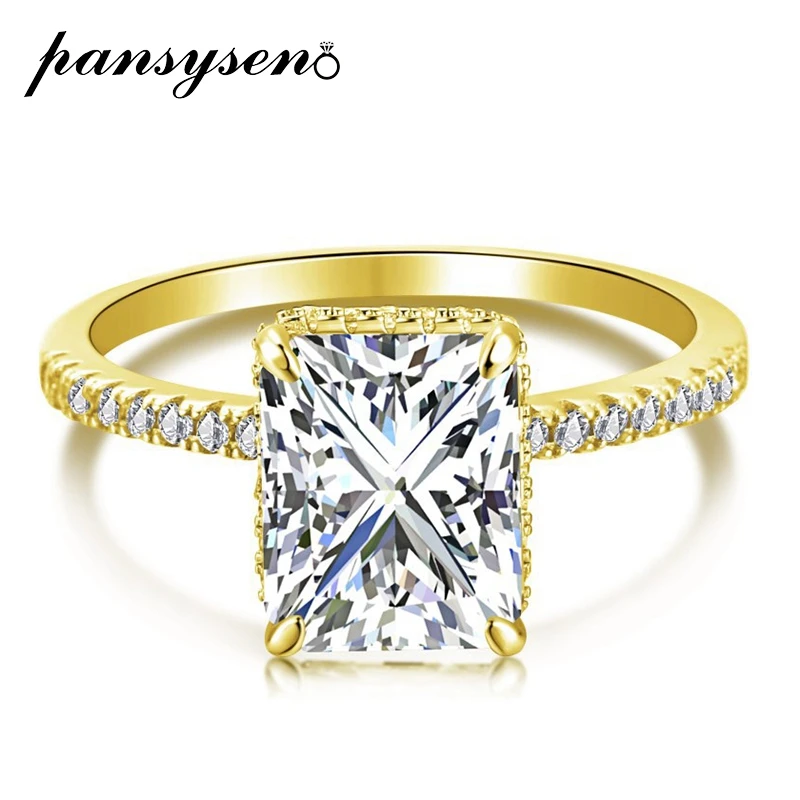 PANSYSEN 100% 925 Sterling Silver Simulated Moissanite Diamond Engagement Ring 18K Gold Color Wedding Bands Fine Jewelry Gifts
PANSYSEN 100% 925 Sterling Silver Simulated Moissanite Diamond Engagement Ring 18K Gold Color Wedding Bands Fine Jewelry Gifts