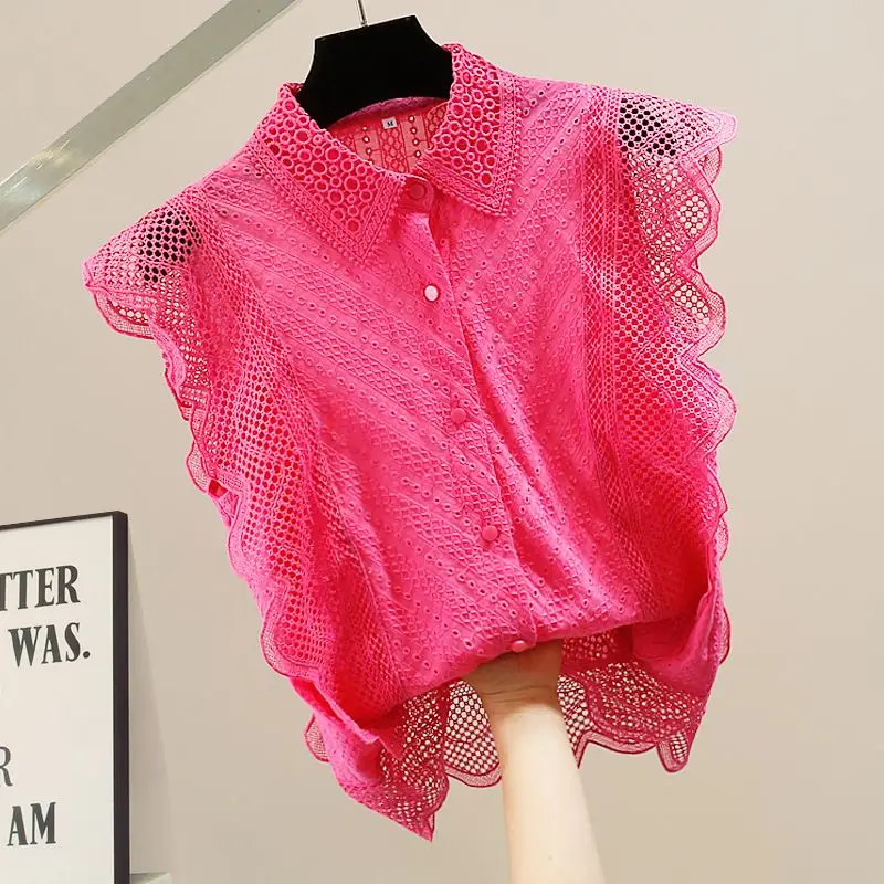 VANOVICH Fashion Lace Stitching Hollow Out Solid Color Sleeveless Shirt Women Summer New Korean Style Loose Slim Casual Shirts
VANOVICH Fashion Lace Stitching Hollow Out Solid Color Sleeveless Shirt Women Summer New Korean Style Loose Slim Casual Shirts
