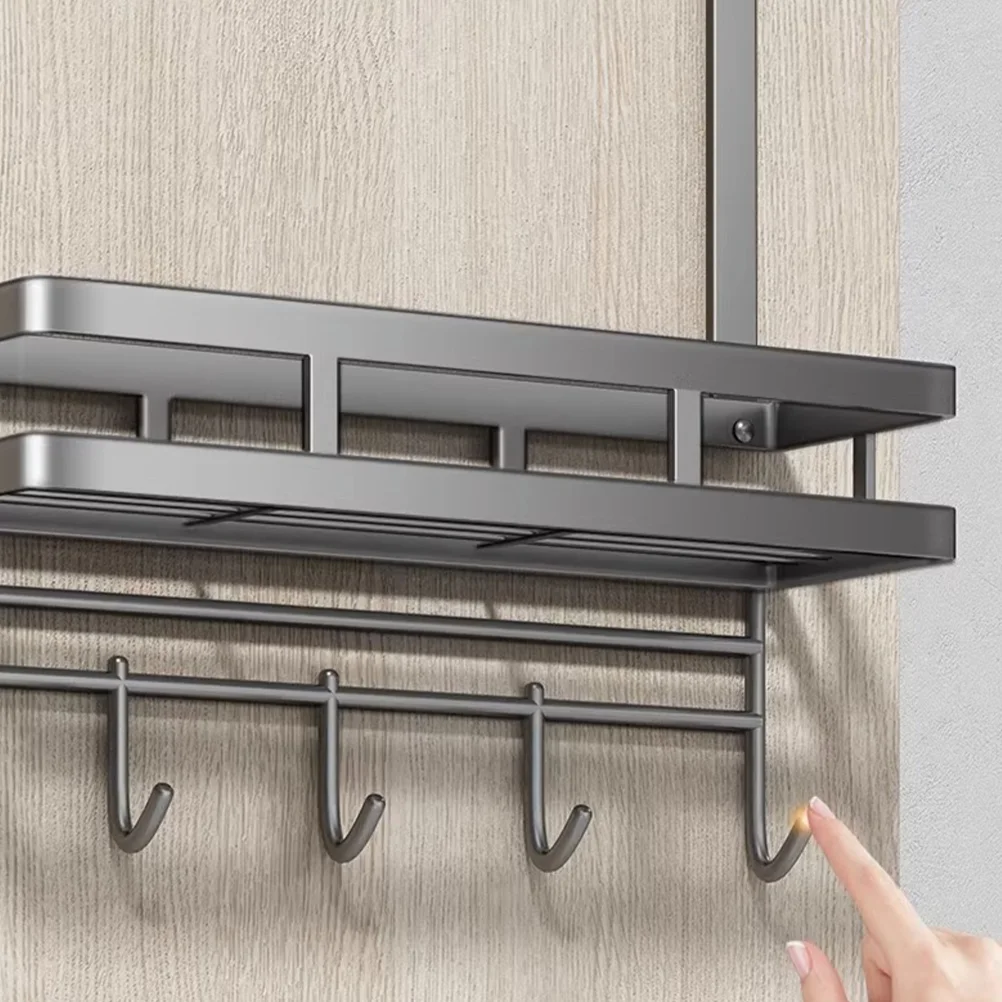 

Door Back Hanger Detachable Installation-free Storage Rack Multifunctional High Carbon Steel Hook Gray Coat Rack over Coat Rack