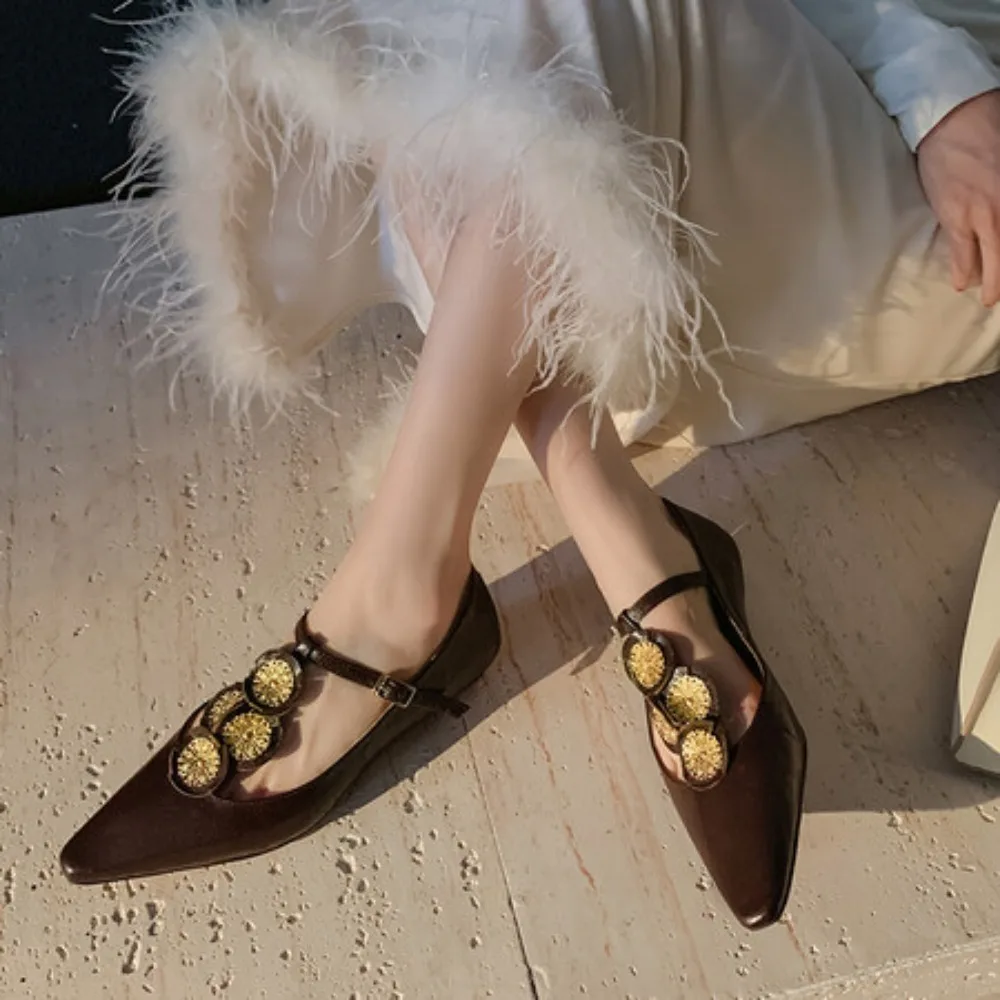

Women's Mary Jane High Heels New Models Launched The Shoe Upper Is Made of Sheepskin Inside Is Pig Skin Fairy Wind Heels Women