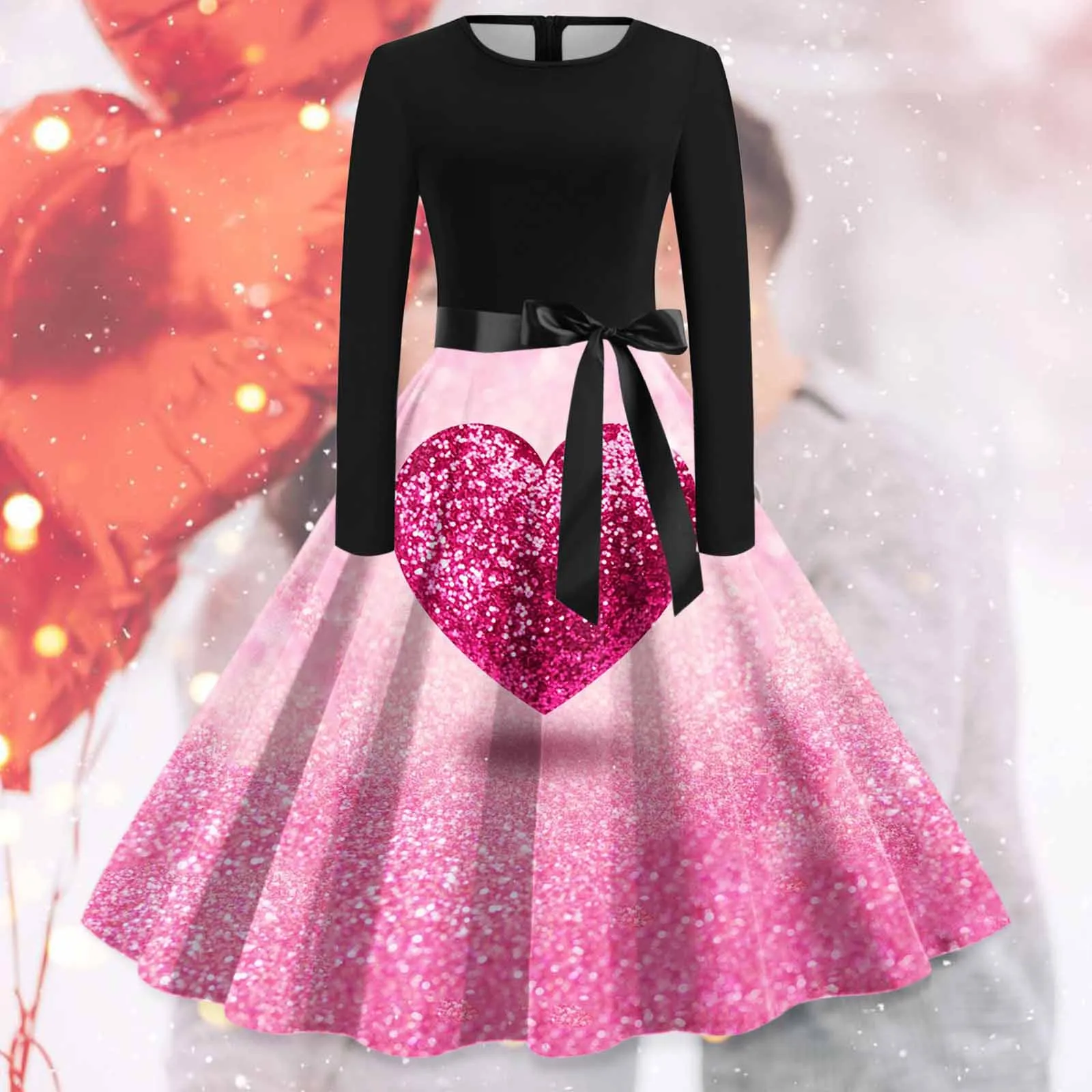 Women Vintage Long Sleeve O Neck Valentine's Day Print 1950s Housewife Evening Party Prom Party Beach Maxi Dresses
Women Vintage Long Sleeve O Neck Valentine's Day Print 1950s Housewife Evening Party Prom Party Beach Maxi Dresses