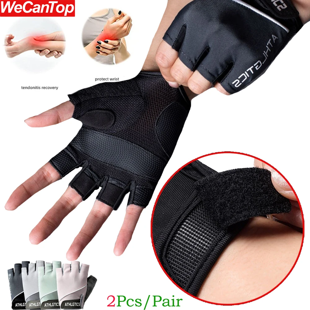 

1Pair Workout Gloves for Women Men - Weight Lifting Glove Breathable Fingerless Gym Gloves with Wrist Wraps Support for Cycling
