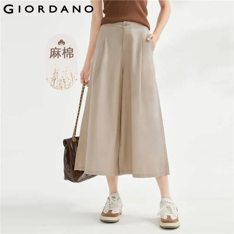 GIORDANO Women Pants Linen Cotton Lightweight Pleated Pants Half Elastic Waist Ankle Length Wide Leg Casual Pants 13423320
GIORDANO Women Pants Linen Cotton Lightweight Pleated Pants Half Elastic Waist Ankle Length Wide Leg Casual Pants 13423320