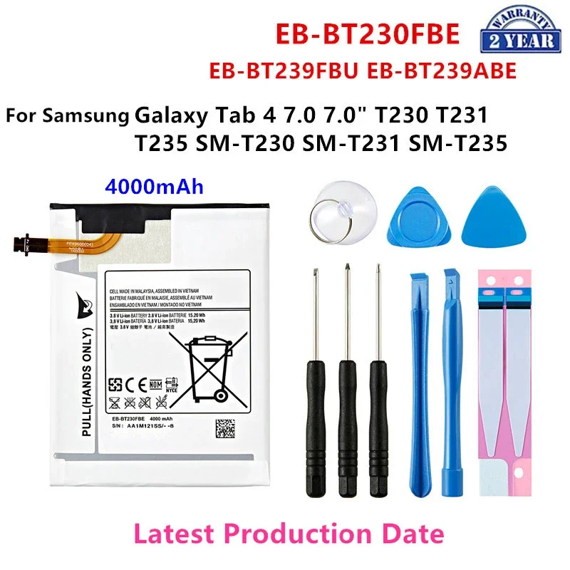 

Brand New Tablet EB-BT230FBE EB-BT239FBU EB-BT239ABE 4000mAh Battery For Samsung Galaxy Tab 4 7.0" SM-T230/T231/T235+Tools