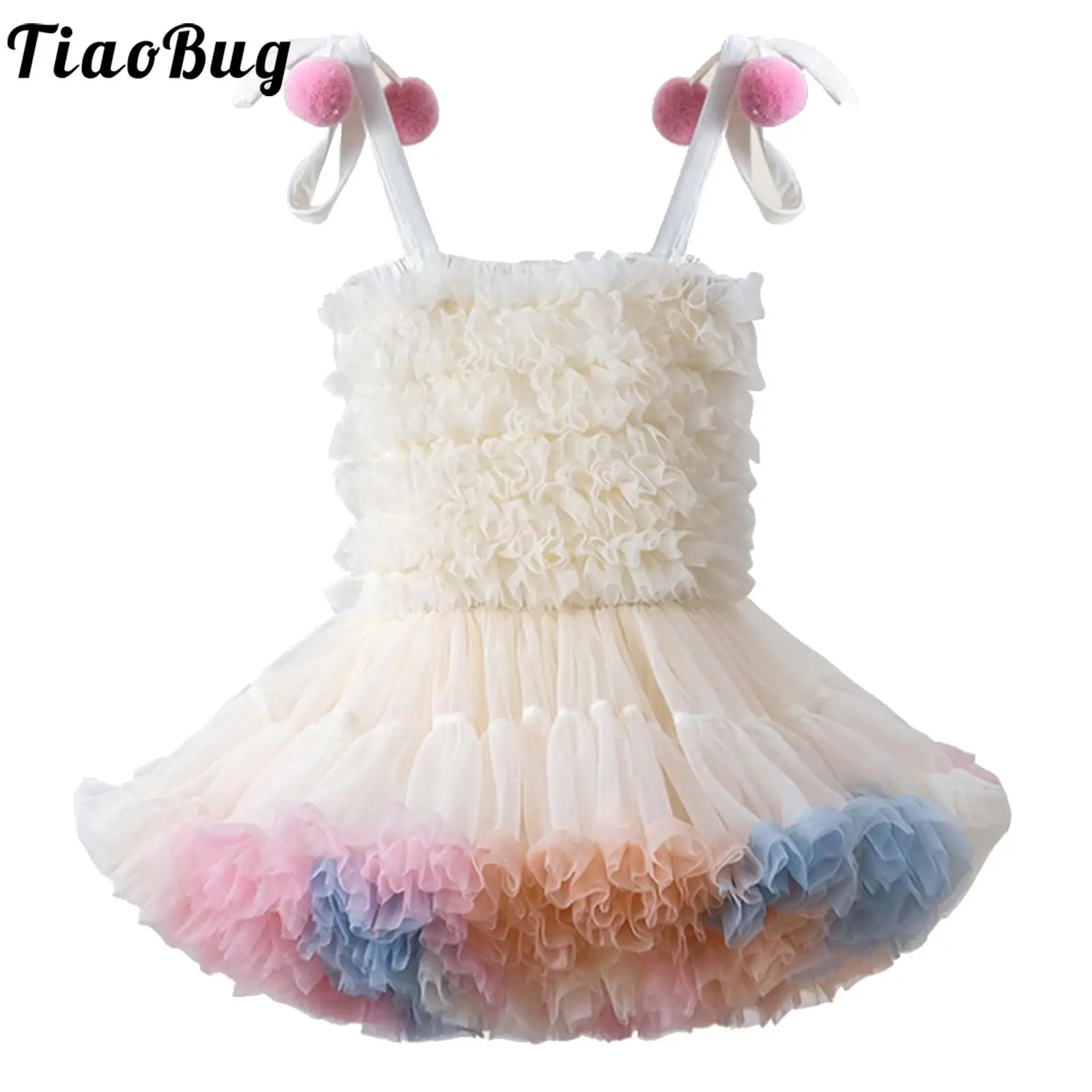 

Toddlers Baby Girls Sweet Princess Tutu Dress Smocked Frilly Bodice Elastic Waist Tulle Mesh Dresses for Wedding Birthday Party