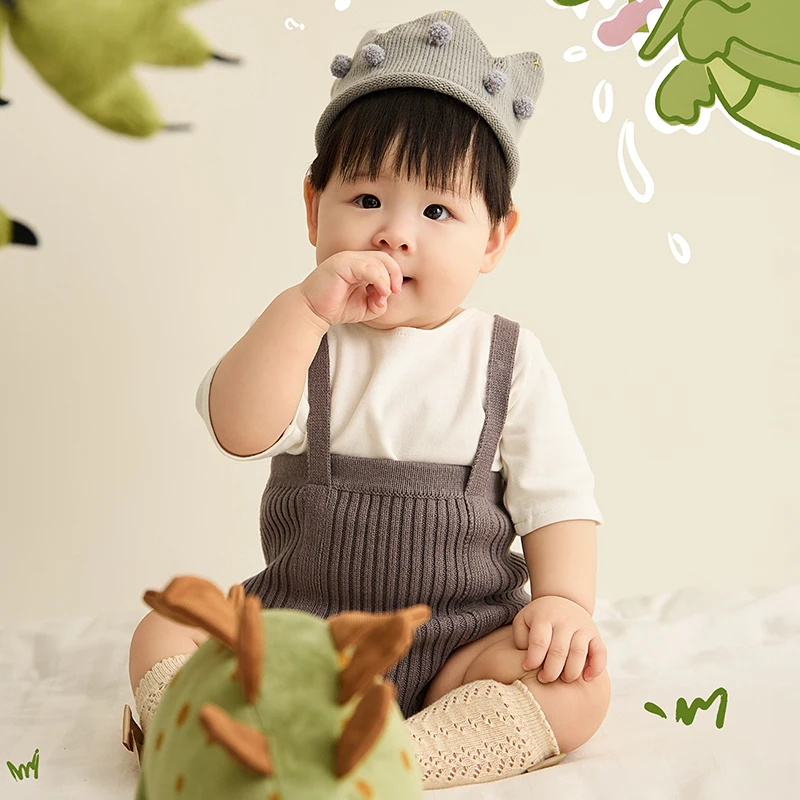 

Baby Photography Clothing 3-5 Months Children'S Suspenders Hat Socks 3pcs/Set Gentleman Style Theme Set Studio Shooting Supplies