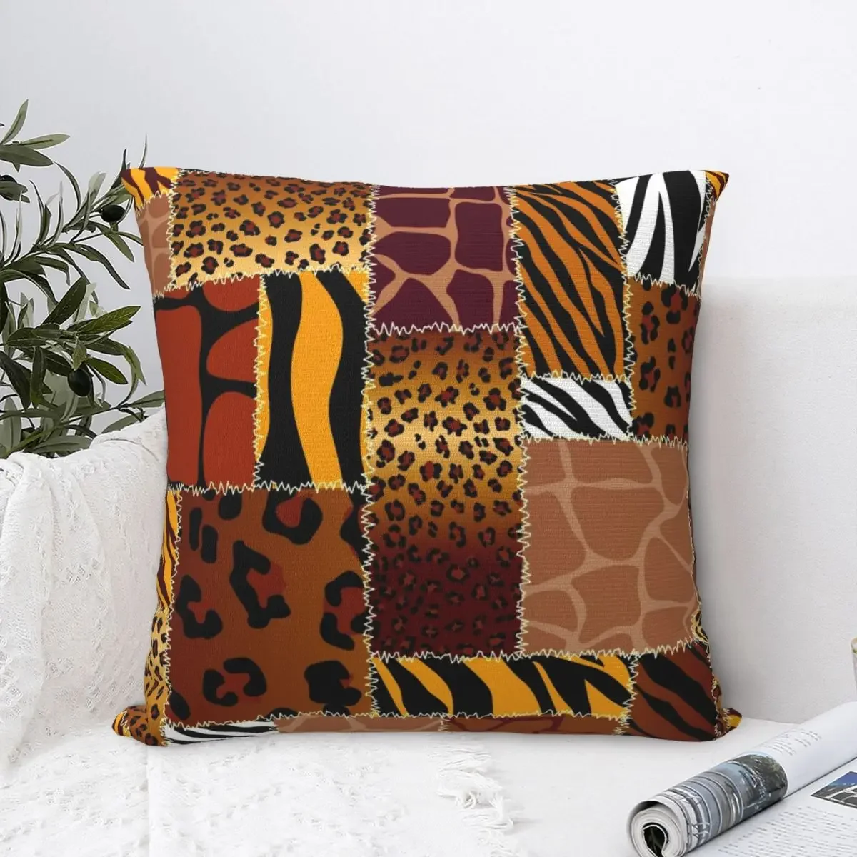 

Квадратная наволочка в африканском стиле с изображением животных, удобная подушка, наволочка из полиэстера для домашней спальни